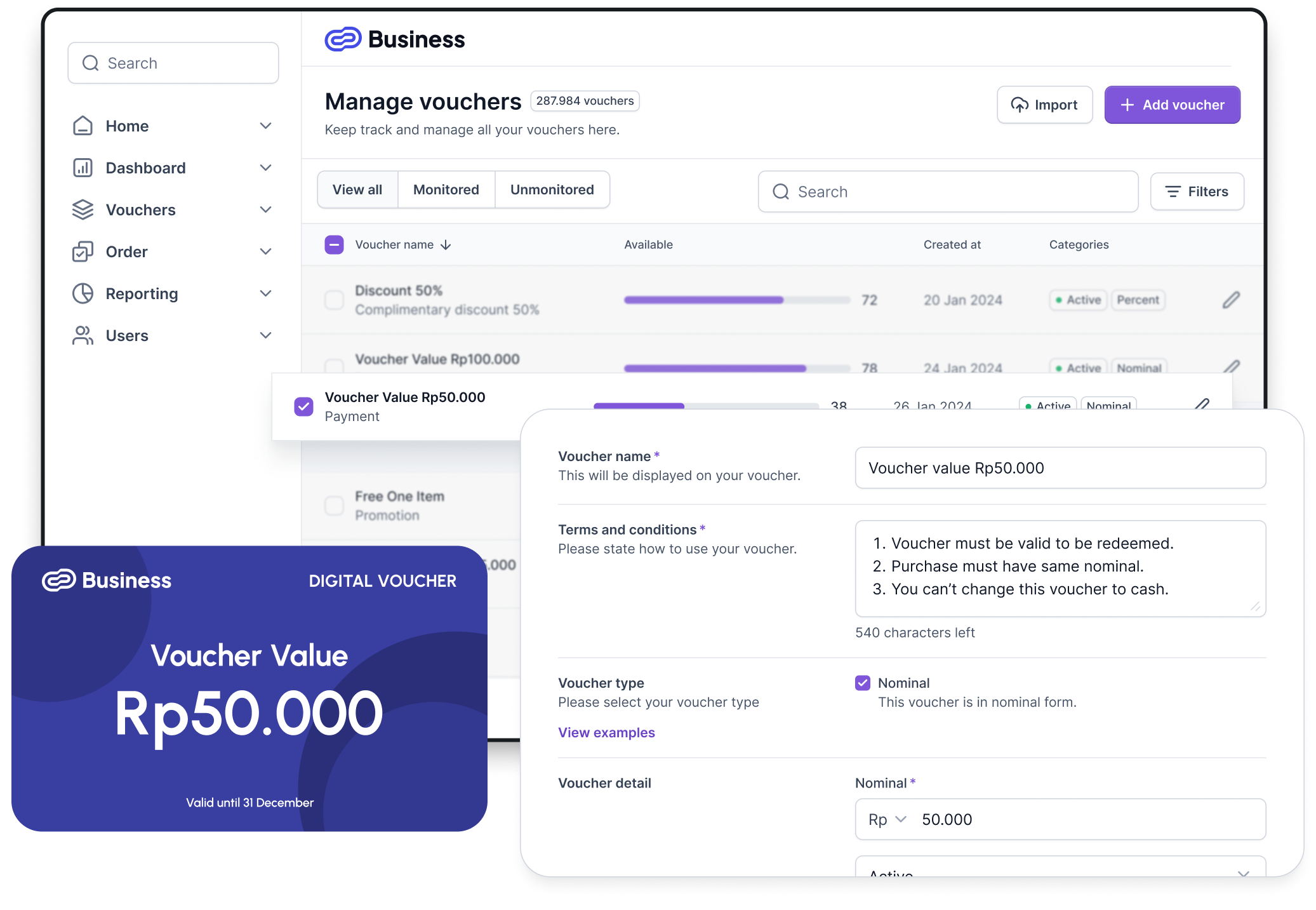 Ilustrasi Voucherku for Business.